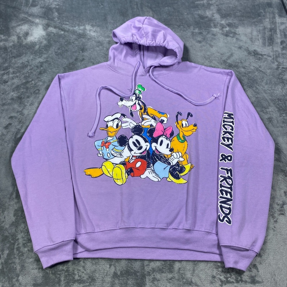 NWT Disney Mickey and Friends Hoodie Women Small Lilac Purple Long Sleeve Fleece